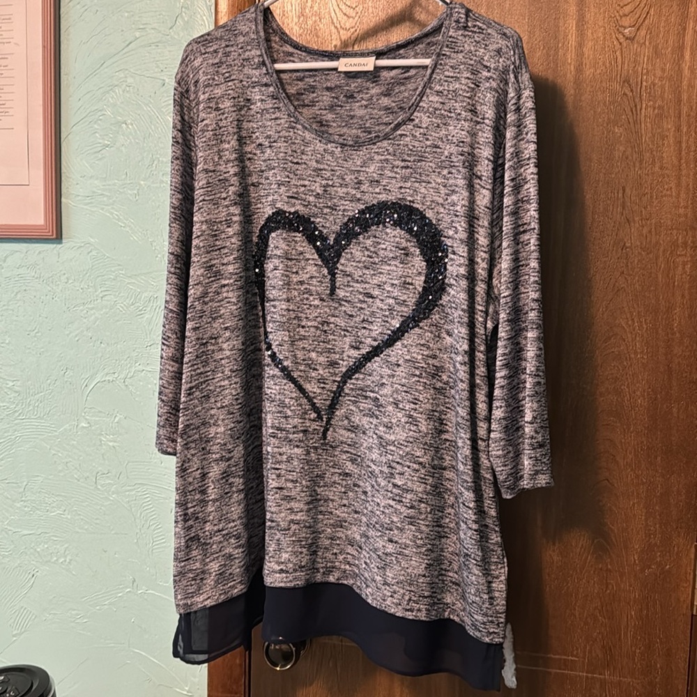 Canda brand - Navy blue and cream heathered lightweight sweater pullover size xl